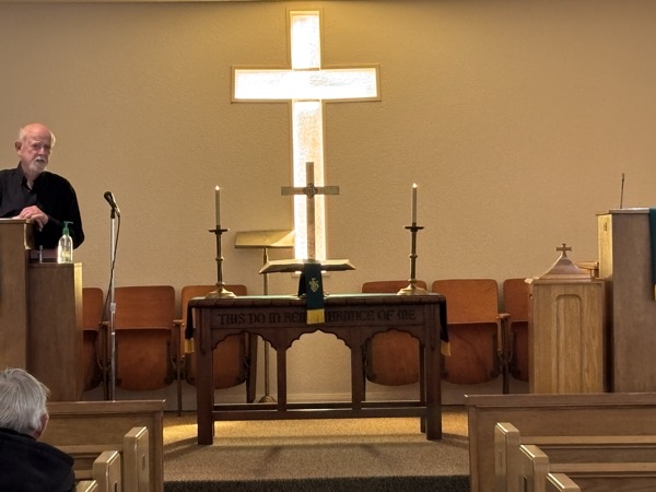 John Dunlap, Lay Pastor, preaching at Bellevue Methodist Church